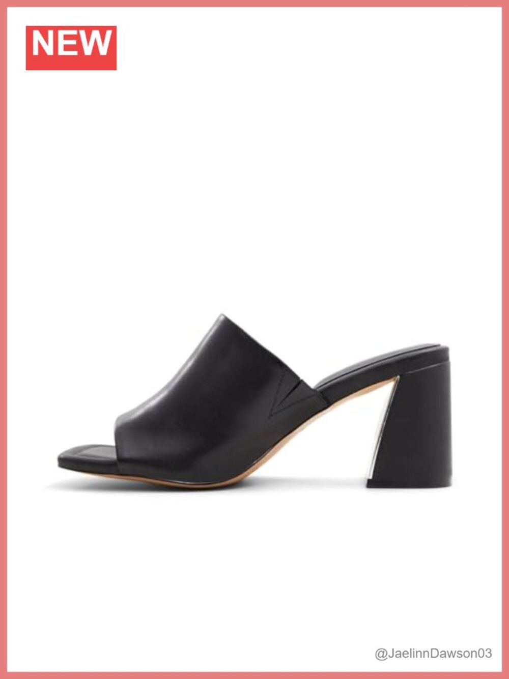 ALDO Women's Heeled Sandals Square Toe Block Heel Slide Slip-On Leather